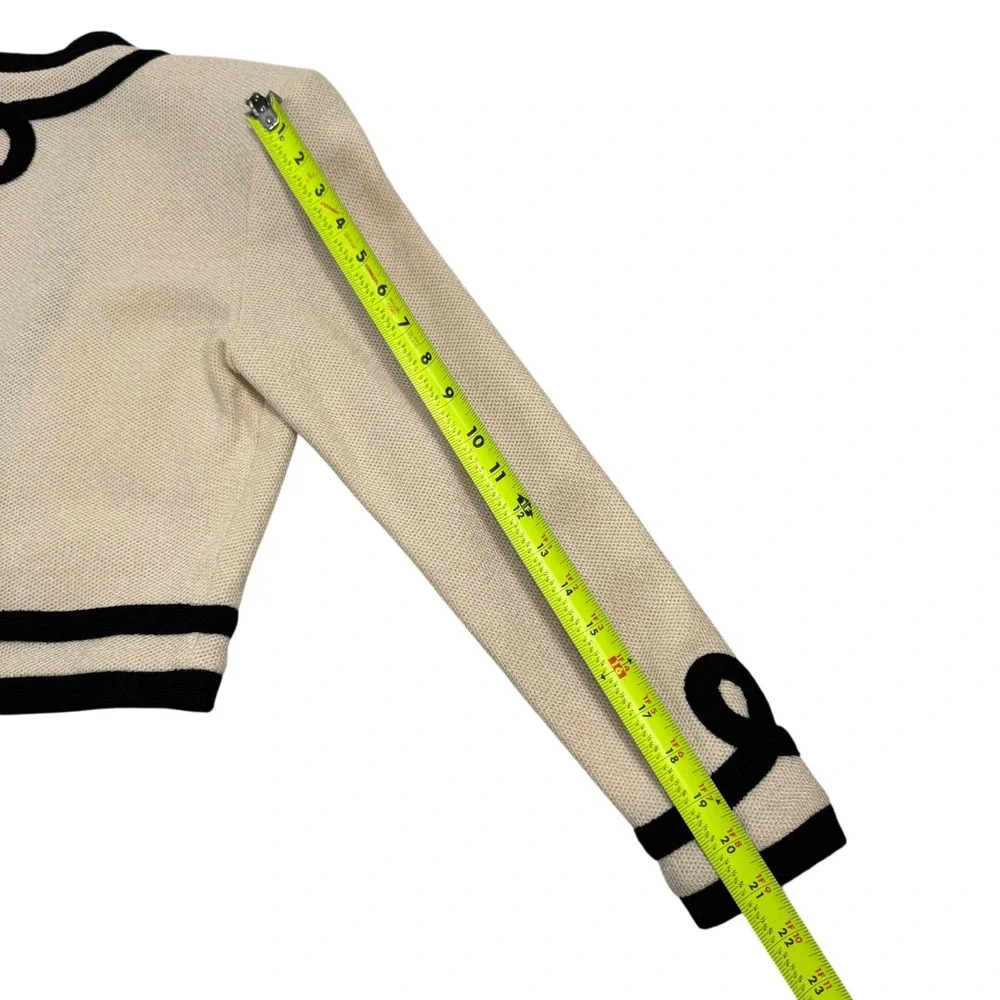 St John Bolero Jacket Womens 4 Cream‎ Black Vintage Santana Knit Cropped Shrug